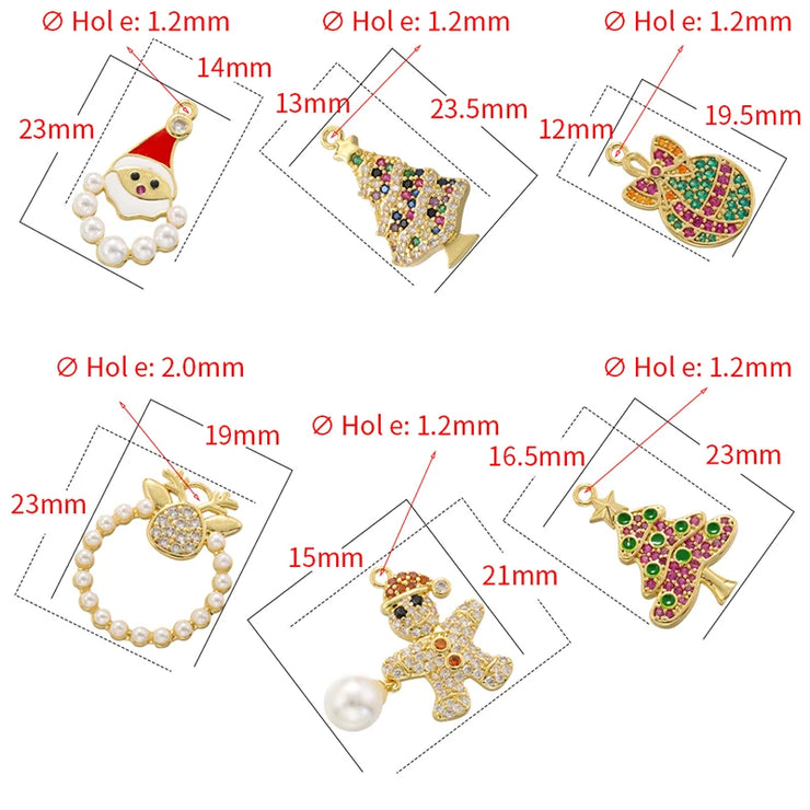 ZHUKOU christmas charms for jewelry making Lovely Christmas Tree series pendants DIY Handmade Jewelry Making accessories VD1383