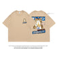 Camiseta informal de manga corta con estampado de dibujos animados para hombre, camiseta japonesa extragrande, ropa para hombre, cuello redondo, talla grande para mujer