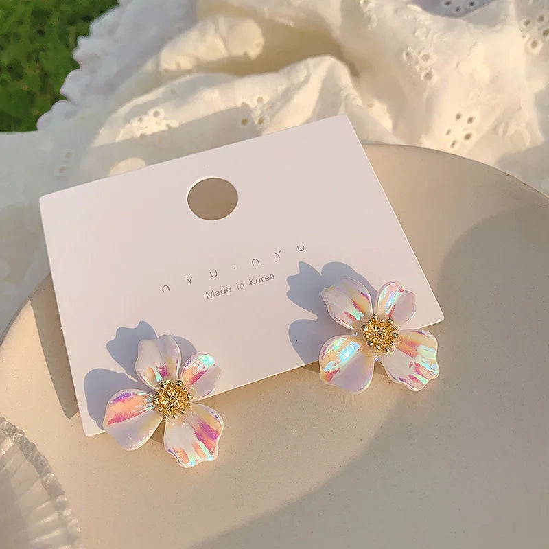 Boucles d'oreilles pendantes en forme de C en métal et acrylique pour femmes, style vintage, style pétale de café, tendance, nouvelle collection 2025