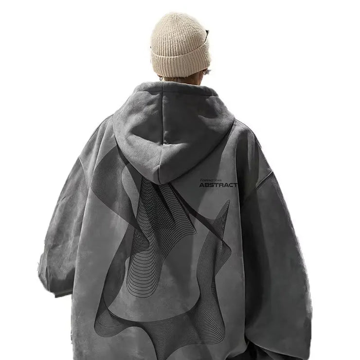 Korean trendy brand heavyweight retro sweatshirt high street high-end suede loose top couple handsome versatile hooded jacket