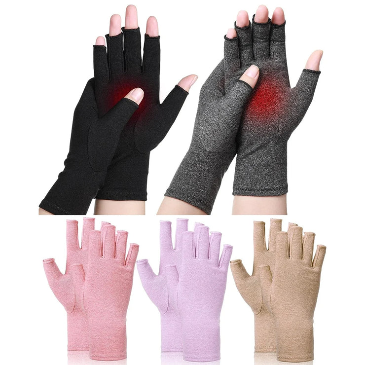 1Pair Arthritis Compression Gloves for Women Men,  Fingerless Hand Thumb Therapy Wristband Gloves for Typing and Daily Work