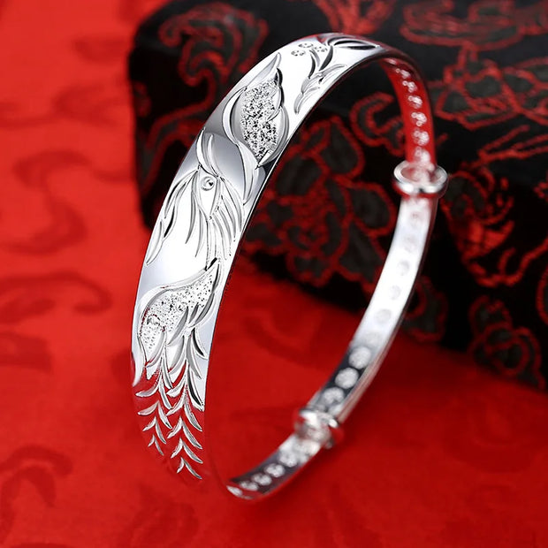 999 sterling silver Noble Phoenix bracelets Bangles for women Fashion Party Wedding Accessories Jewelry Gifts adjustable