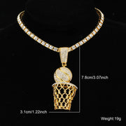 D&Z Basketball Pendant  With 13mm Rhinestones Miami Cuban Chain HipHop Iced Out Bling Necklaces Fashion Jewelry For Man Gift