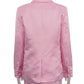 Clacive Fashion Loose Pink Satin 2 Piece Sets Women Outfit 2024 Elegant Long Sleeve Blazer With Mid Waist Mini Skirts Set Female