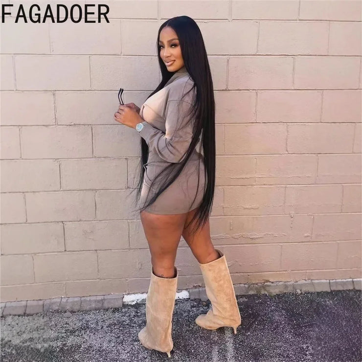 FAGADOER Tie Dye Retro Street 2pcs Sets Women Outfits Fashion Zip Pockets Crop Jacket And Mini Skirts Y2K Streetwear Suits New
