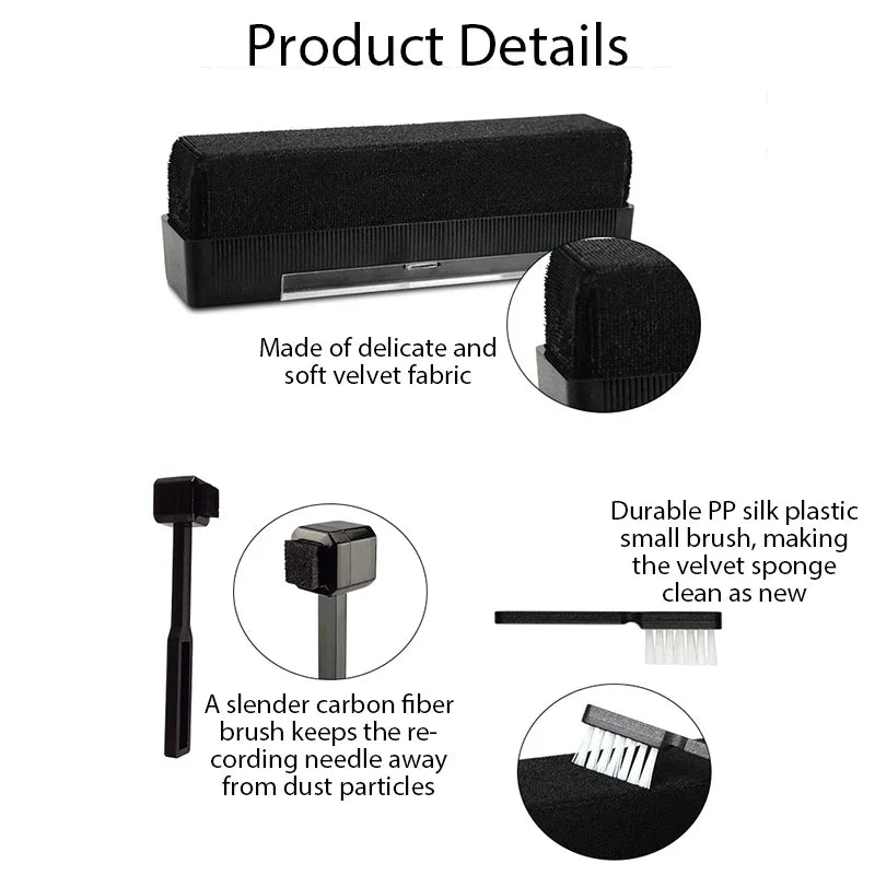 Hot Sale Anti-Static Velvet Brush Phonograph Cleaning Brush Dust Remover for CD/LP Vinyl Phonograph Turntable Player Accessories