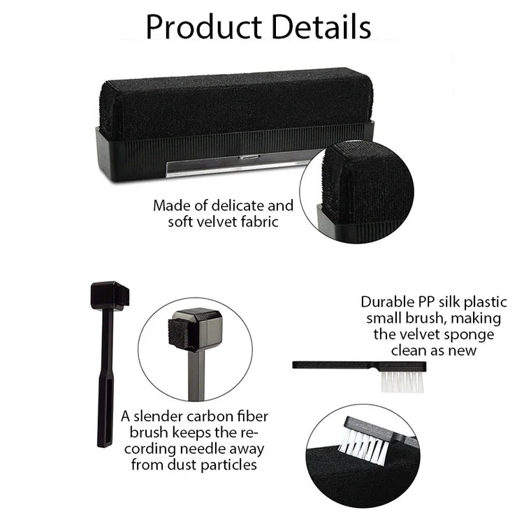Hot Sale Anti-Static Velvet Brush Phonograph Cleaning Brush Dust Remover for CD/LP Vinyl Phonograph Turntable Player Accessories