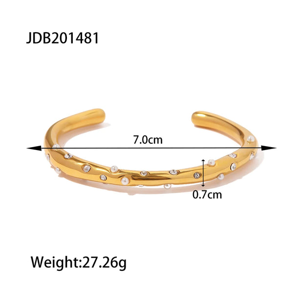 Uworld Double Wrap Stack Bracelet Pearl Open Bangle Girls Bracelet Christmas Gift to Her Women's Accessories