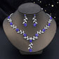 Rhinestones Flower Choker Necklace Earrings Set for women bridal Wedding Party Jewelry Set Fashion