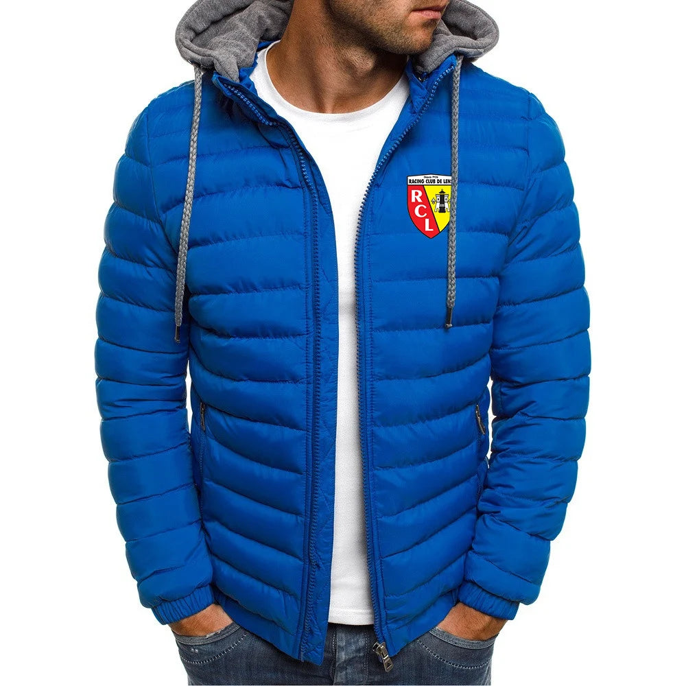 Euro Club Rc Lens Printed New Jacket Men Long Sleeve Outerwear Clothing Warm Coats Padded Thick Parka Slim Fit Windbreaker