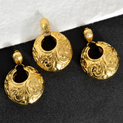 Sunny Jewelry Sets For Women Copper Pendent Necklace Earrings Dubai 18K Gold Plated Large Geometry Charm Gift for Wedding Party