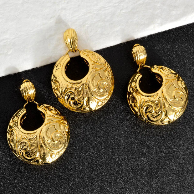 Sunny Jewelry Sets For Women Copper Pendent Necklace Earrings Dubai 18K Gold Plated Large Geometry Charm Gift for Wedding Party