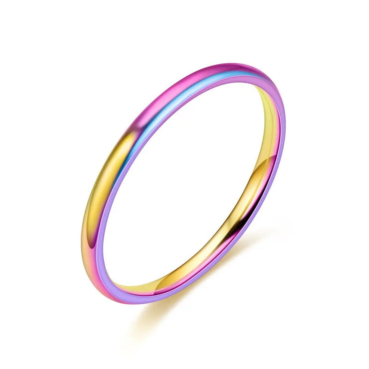 2MM Thin Titanium Steel Silver color Couple Ring Smooth Simple Fashion Rose Gold Color Finger Ring For Women and Men mens gifts