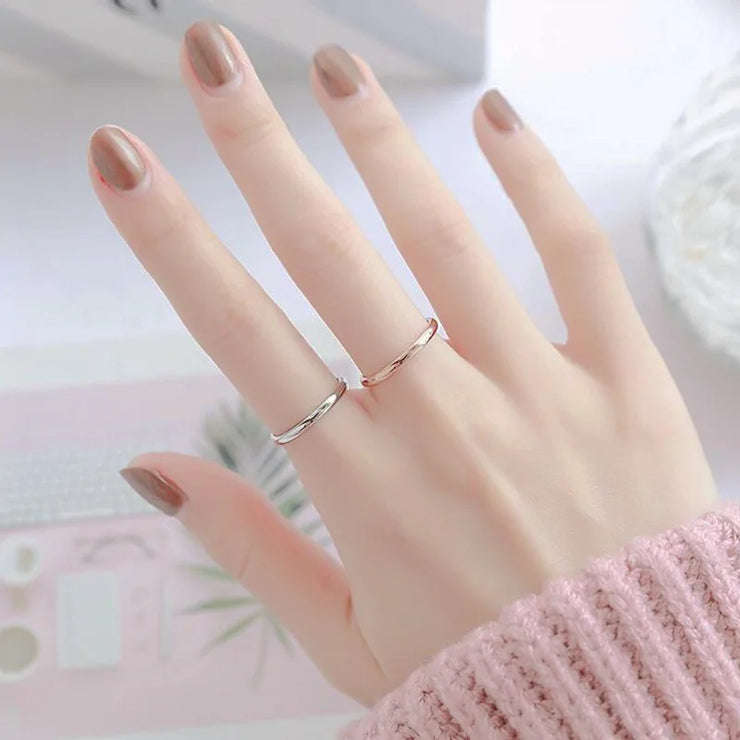2MM Thin Titanium Steel Silver color Couple Ring Smooth Simple Fashion Rose Gold Color Finger Ring For Women and Men mens gifts